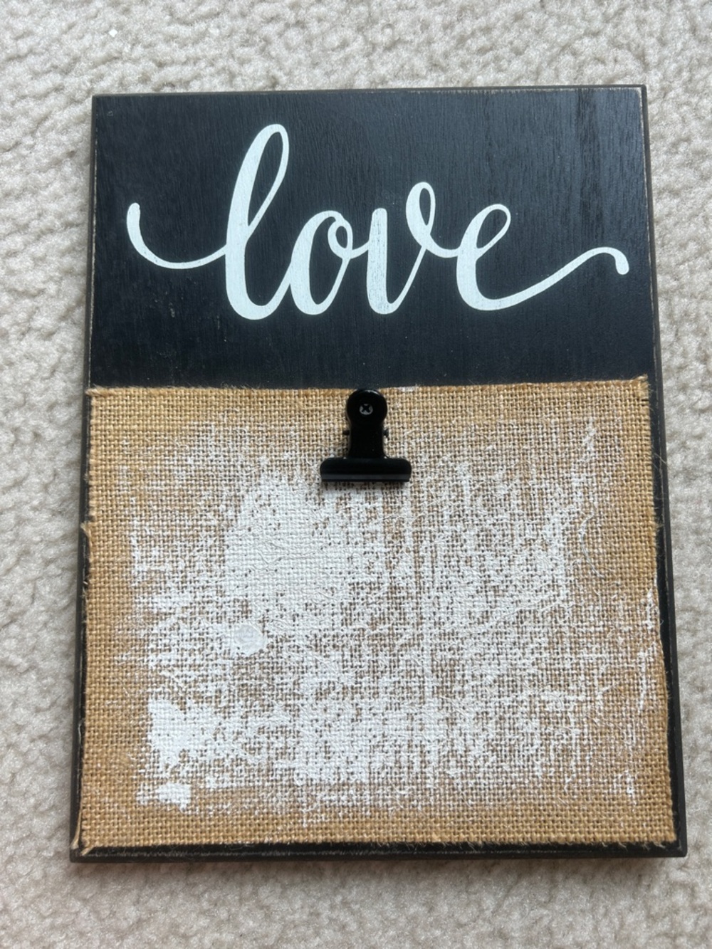 Love Wall Clip Frame in Black and Burlap